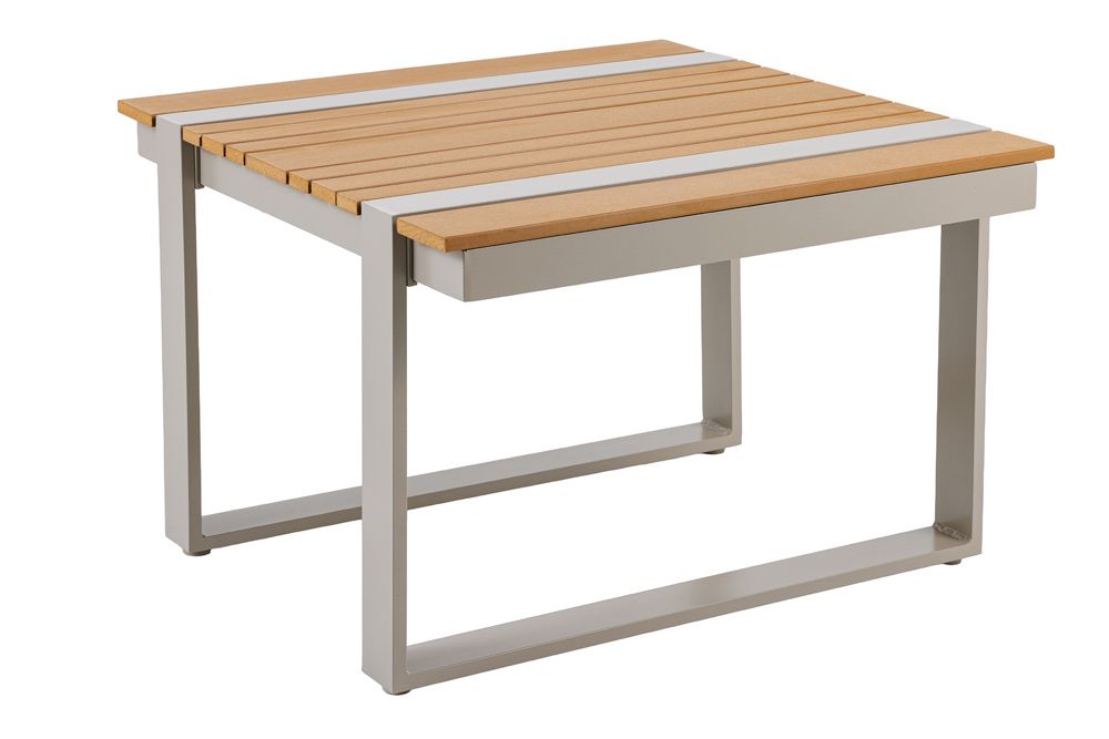 Gartentisch TAMPA LOUNGE 70cm natur greige Aluminium wetterfest Outdoor Balkontisch