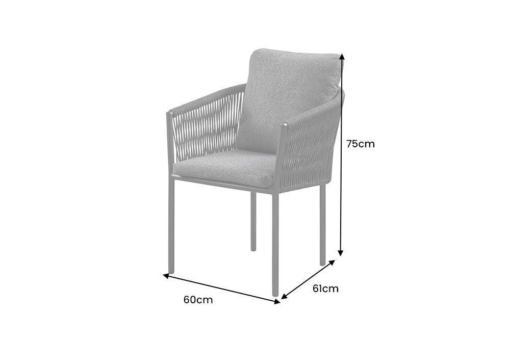 Stapelbarer Stuhl ROPE anthrazit Aluminium Gartensessel inkl. Kissen In- und Outdoor