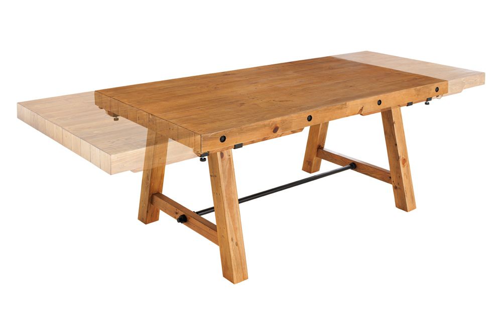 Massiver Esstisch FINCA 165-240cm vintage braun verlängerbar Pinienholz Bohlenoptik
