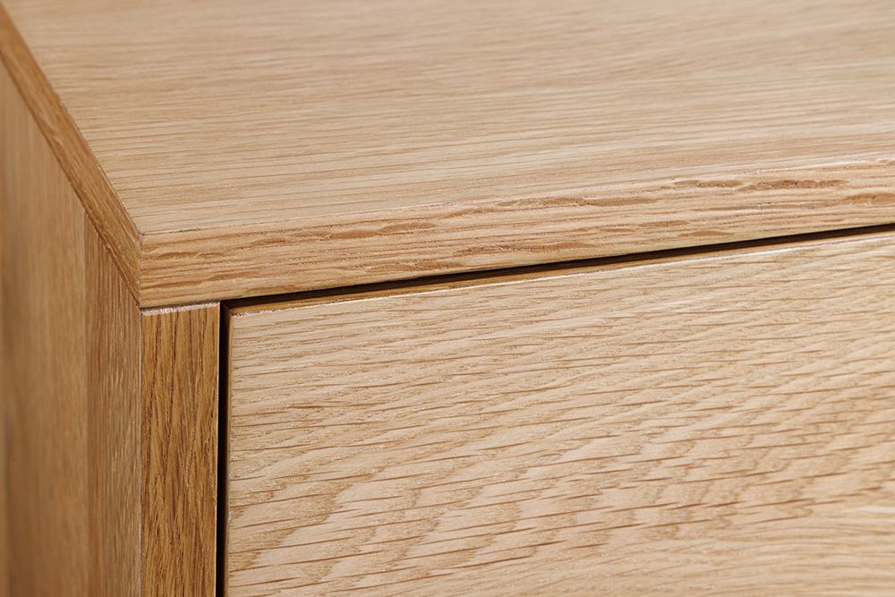 Massives TV-Lowboard LIVING EDGE 160cm natur Eichenholz Baumkante mit Hairpin Legs