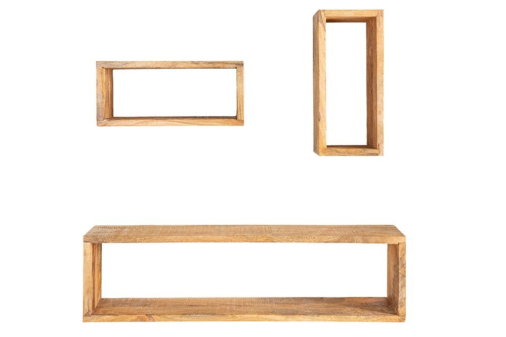 Massives Wandregal 3er Set HEMINGWAY 94cm aus Mangoholz