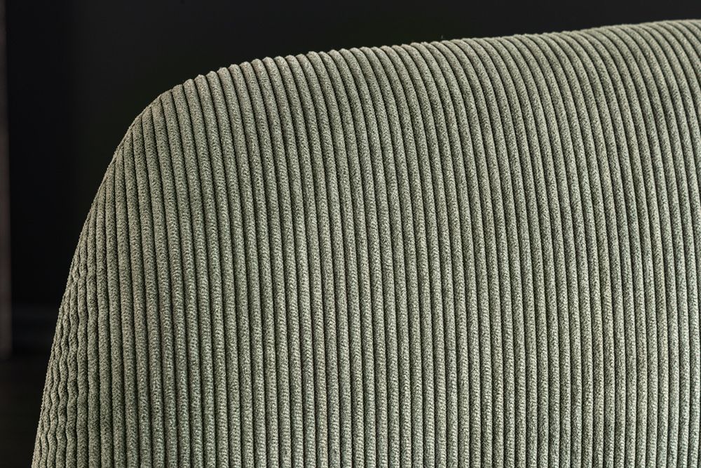 Design Stuhl MUSTANG grün Cord mit Armlehne schwarz Metallgestell