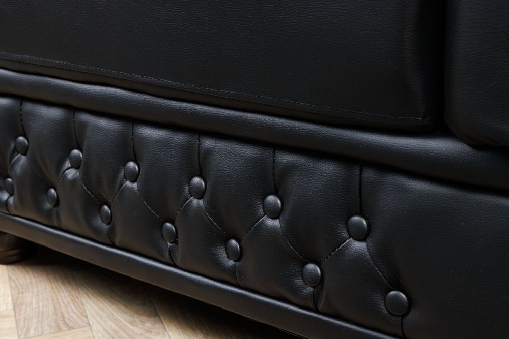 Design Sessel CHESTERFIELD 110cm matt schwarz Knopfheftung Federkern