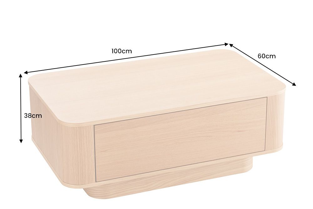 Nordischer Couchtisch VALHALLA WOOD 100cm natur Eichenholz mit Schublade