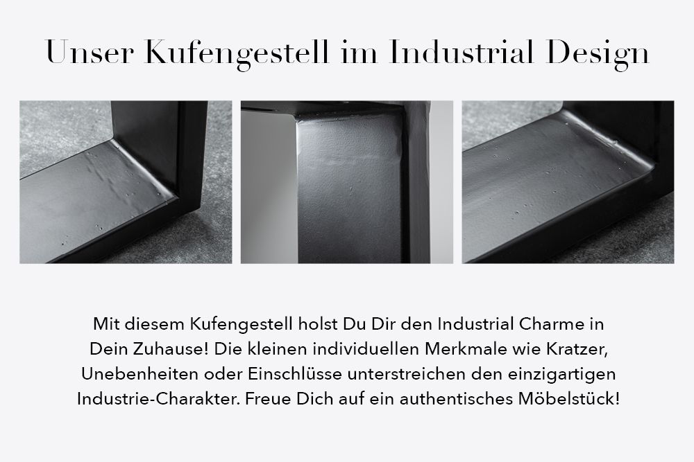 Massivholz Esstisch GENESIS 160cm natur anthrazit Akazie Baumkante Industrial Design