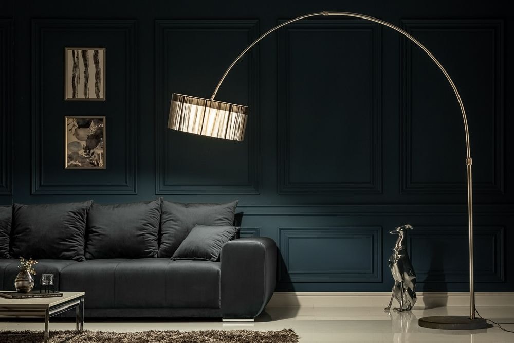 Design Bogenlampe EXTENSO 230cm schwarz Stehlampe mit Marmorfuß