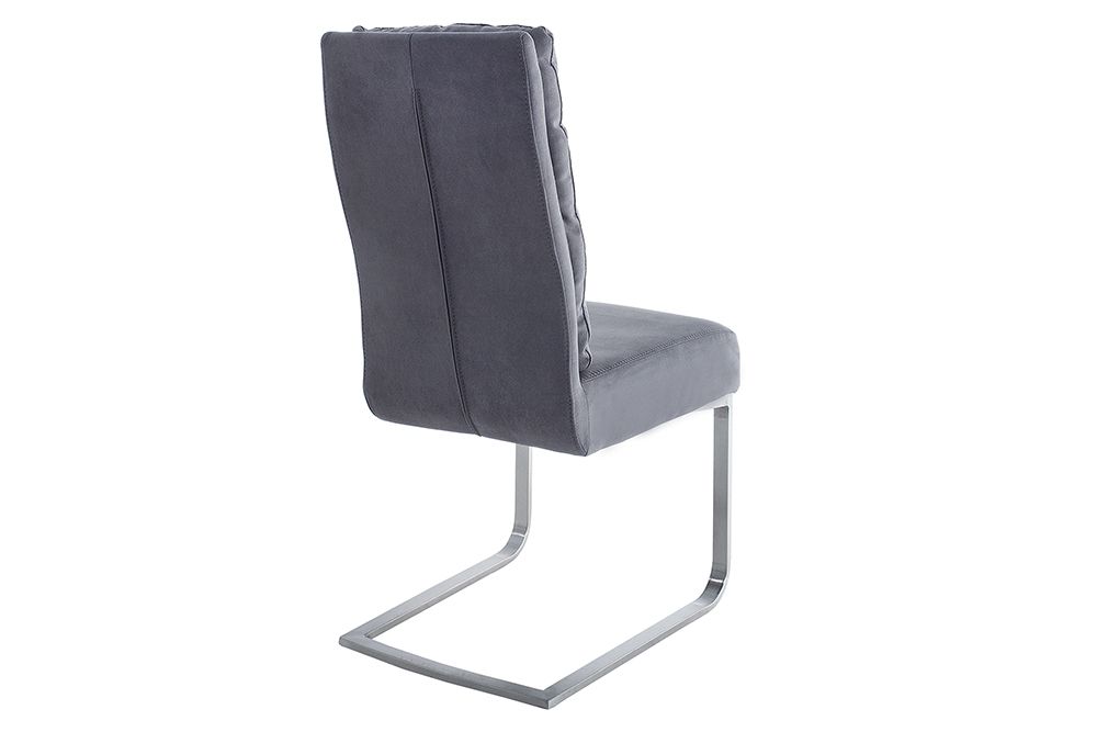 Design Freischwinger Stuhl COMFORT vintage grau mit Edelstahl-Gestell