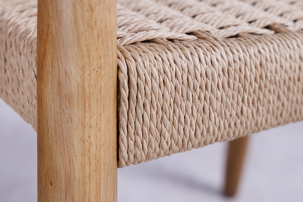 Design Armlehnen-Stuhl KENNEDY natur aus recyceltem Pinienholz mit Korbgeflecht