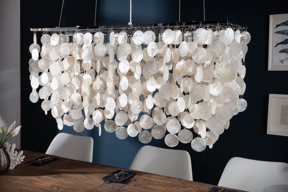 Design Hängelampe SHELL REFLECTIONS 80cm Muschellampe Perlmutt