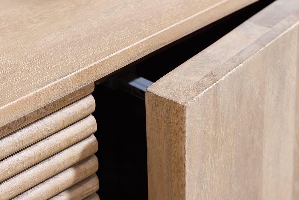 Design Sideboard ART DECO 170cm weiß gekälkt Mangoholz massiv 3D-Front