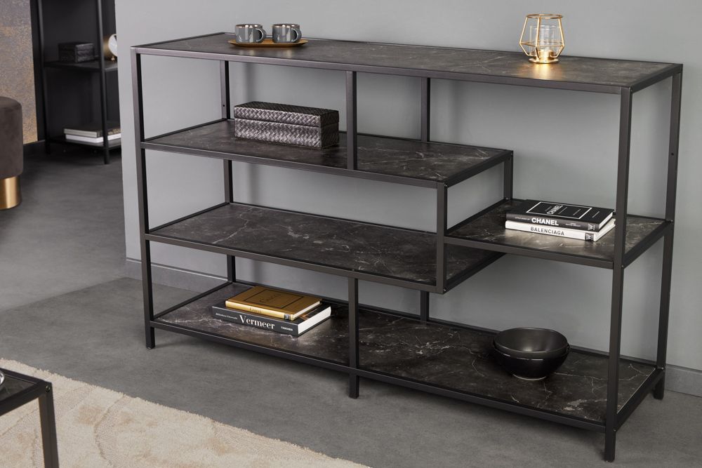 Modernes Bücherregal SLIM LINE 115cm graphit Metallgestell mit fünf Regalböden