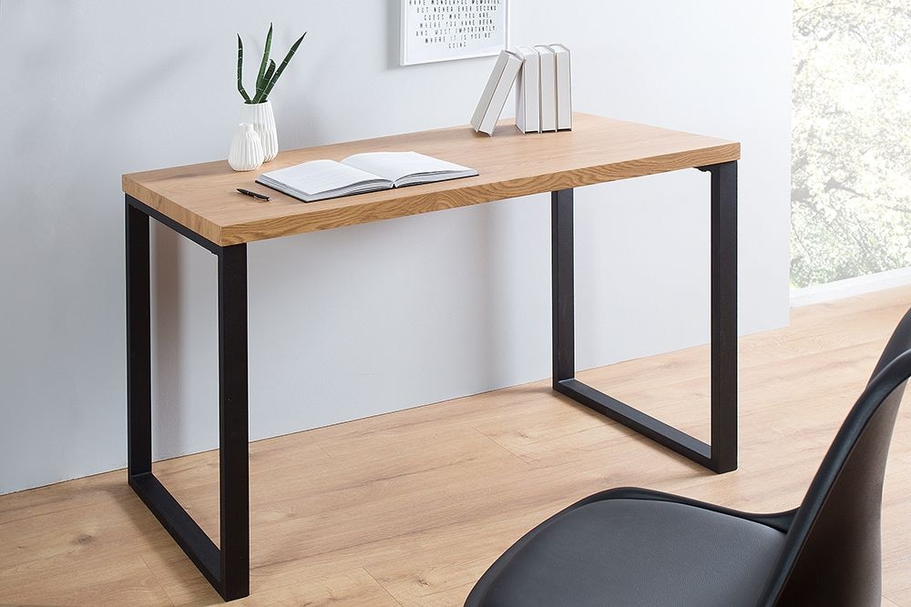 Design Schreibtisch OAK DESK 120cm Eiche Vintage Metallgestell schwarz