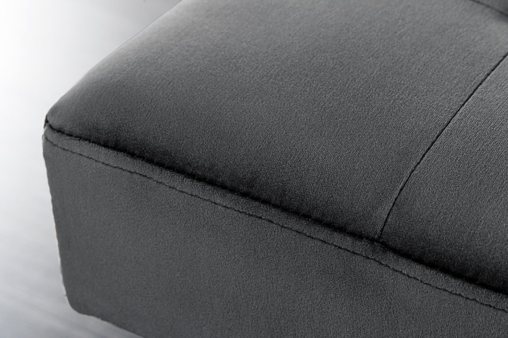 Design Sitzbank BOUTIQUE 100cm dunkelgrau Samt schwarze Metallbeine