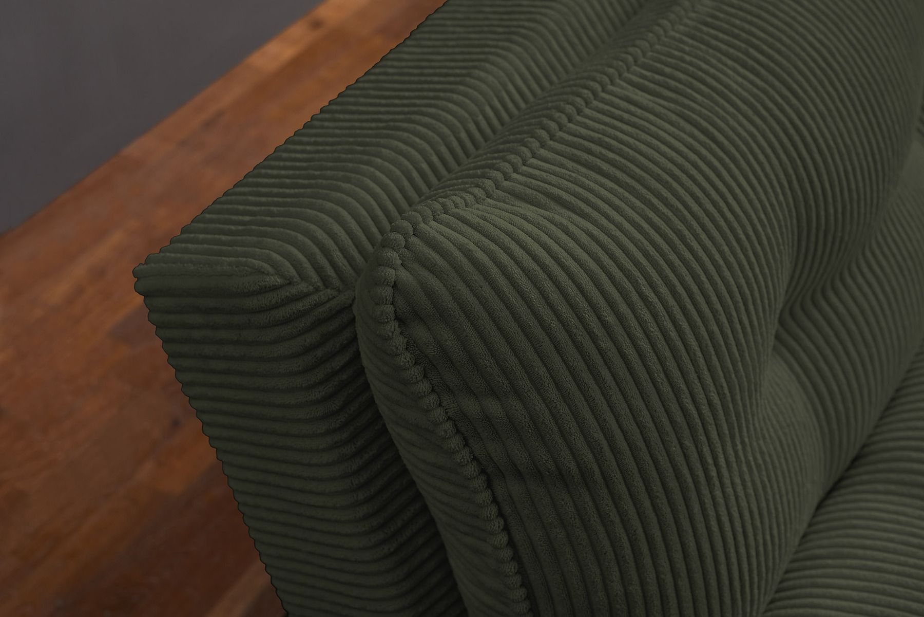 Modernes Schlafsofa COCOONING 190cm grün Cord 3-Sitzer Couch