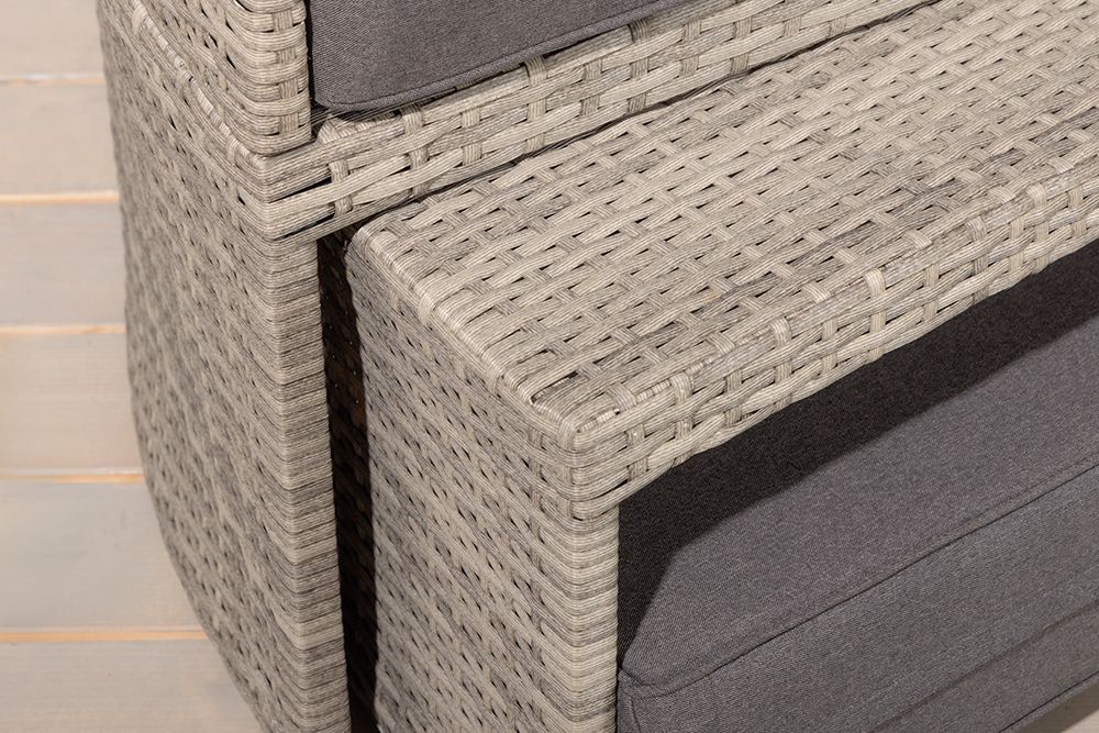 Outdoor Sonneninsel PLAYA LIVING 165cm hellgrau Polyrattan Aluminium inklusive Kissen wetterfest