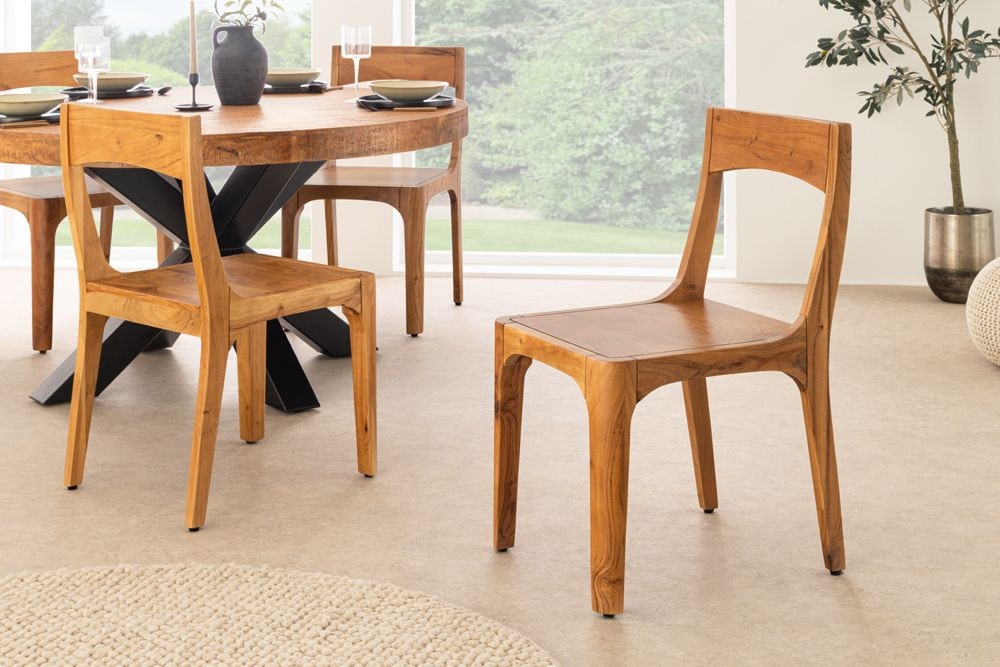 Massiver Stuhl ORGANIC braun Akazienholz honey finish handmade