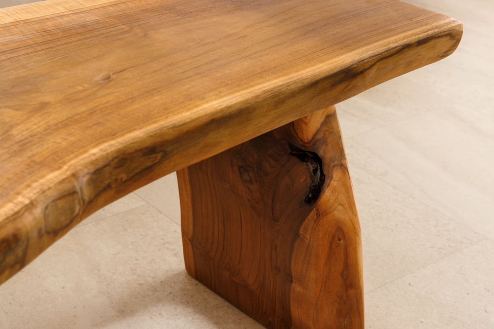 Massivholz Bank ROOT 100cm braun natur Teak Baumstamm