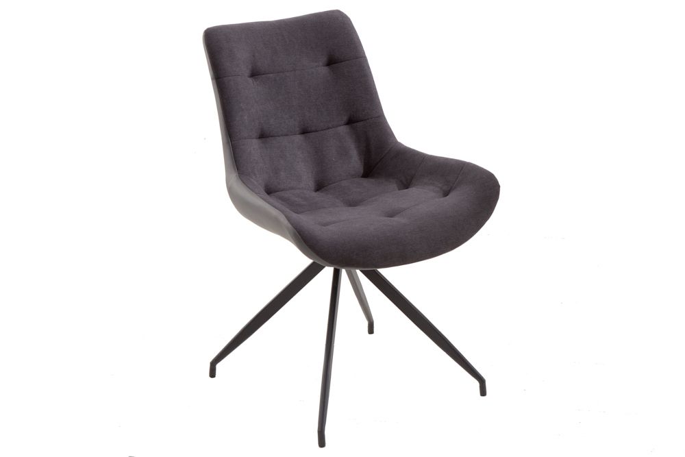 Design Stuhl DIVANI dunkelgrau Metallgestell schwarz im Retro Stil