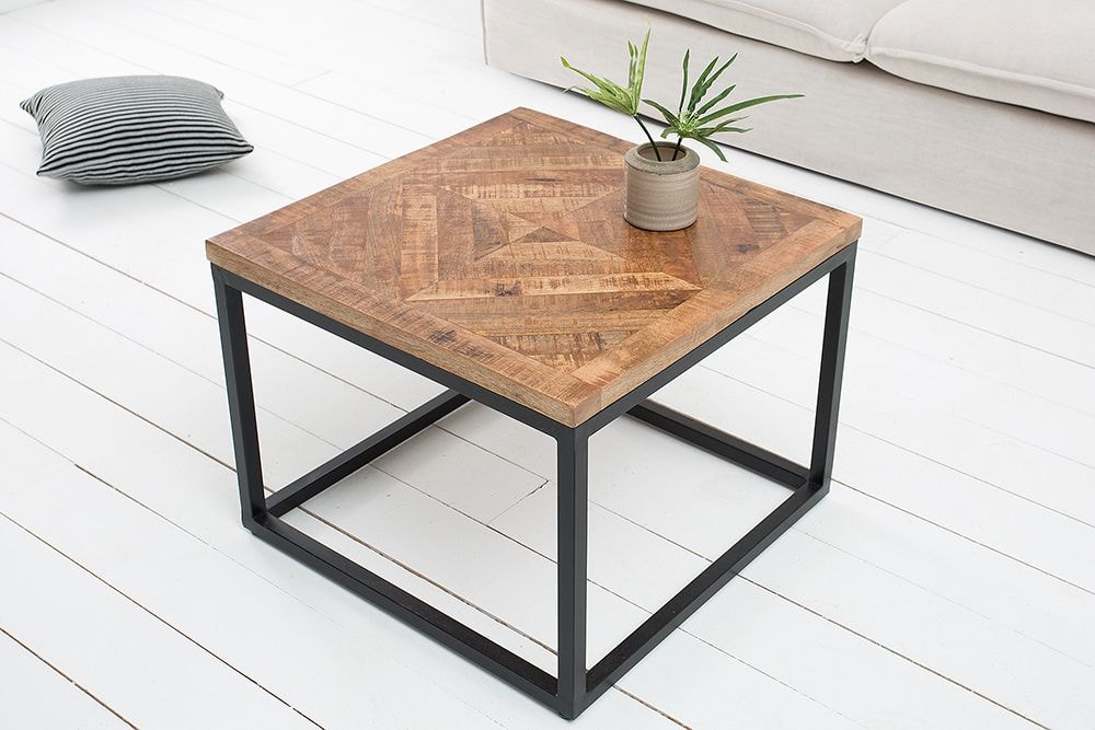 Massiver Beistelltisch INFINITY HOME 60cm Mangoholz Industrial Design