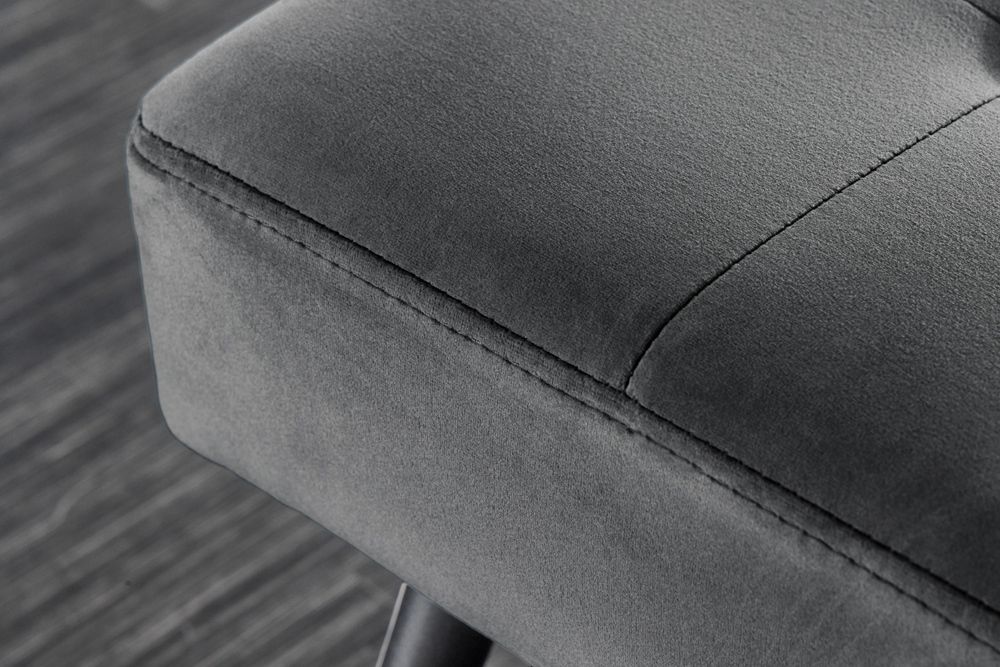 Design Sitzbank BOUTIQUE 100cm dunkelgrau Samt schwarze Metallbeine