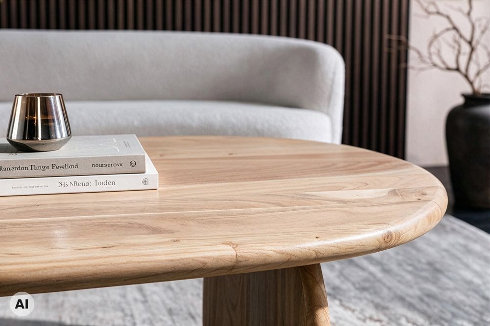Design Couchtisch SCULPTURA 110cm natur Akazienholz organische Form
