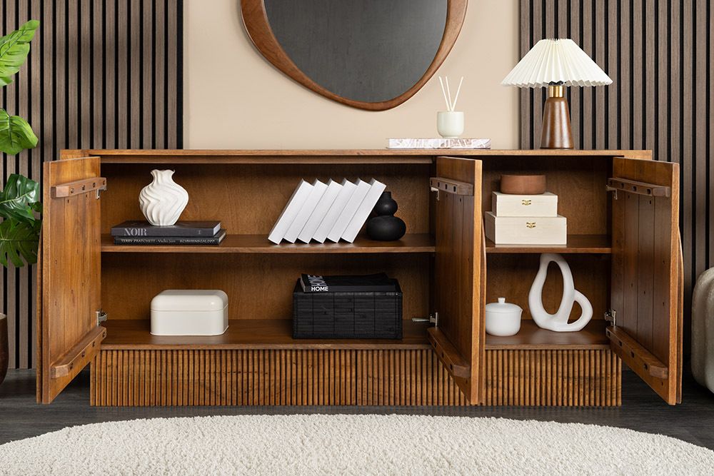 Design Sideboard ARCADIA 160cm braun Mangoholz mit Bogenfront