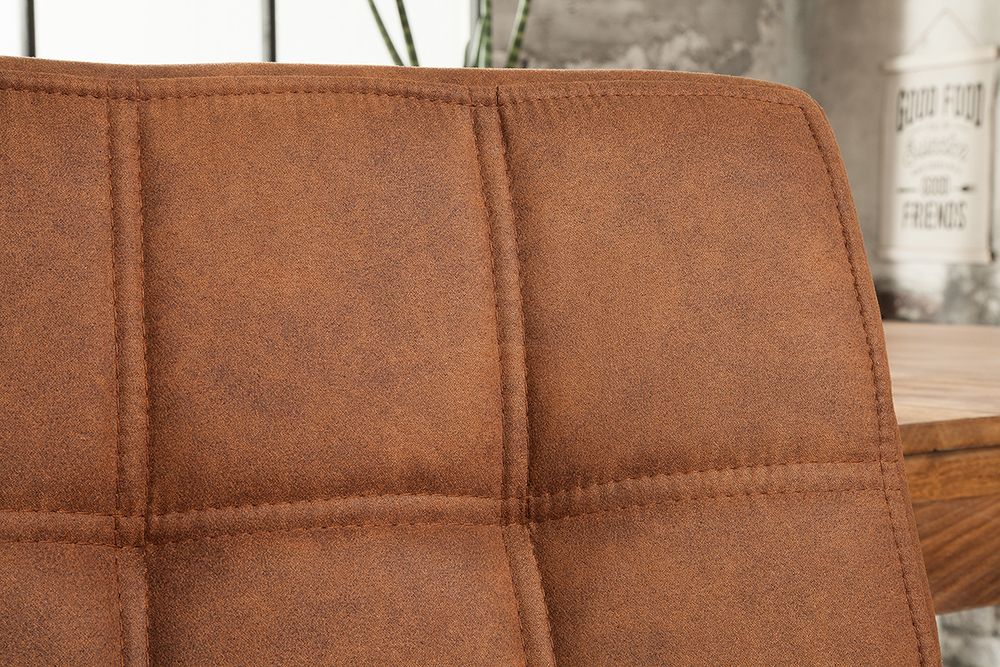 Industrial Freischwinger Stuhl MODENA hellbraun mit Ziersteppung