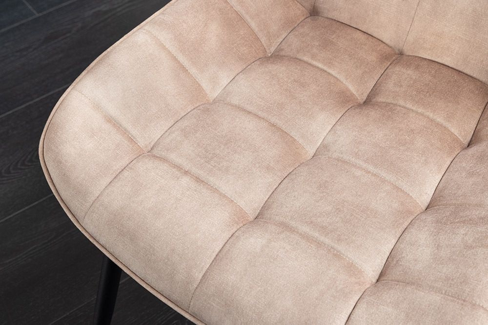 Design Stuhl ROADSTAR champagner greige Samt schwarze Metallbeine