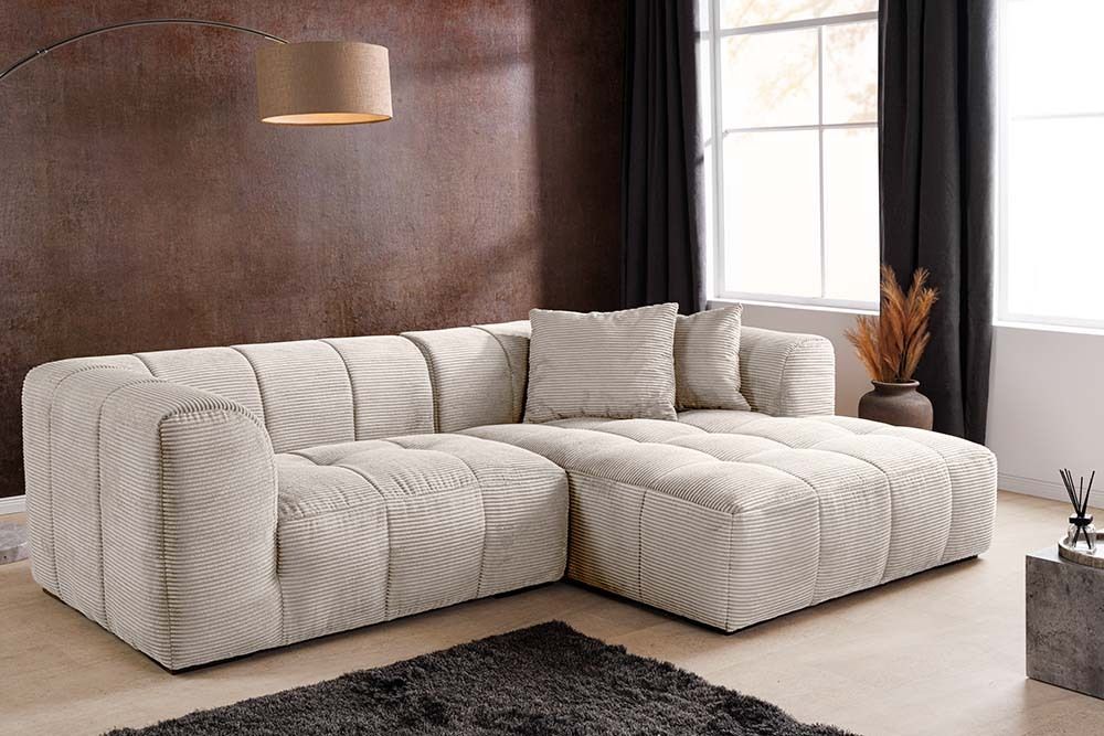 Modernes Sofa ZERO GRAVITY 240cm beige Cord 3-Sitzer Couch