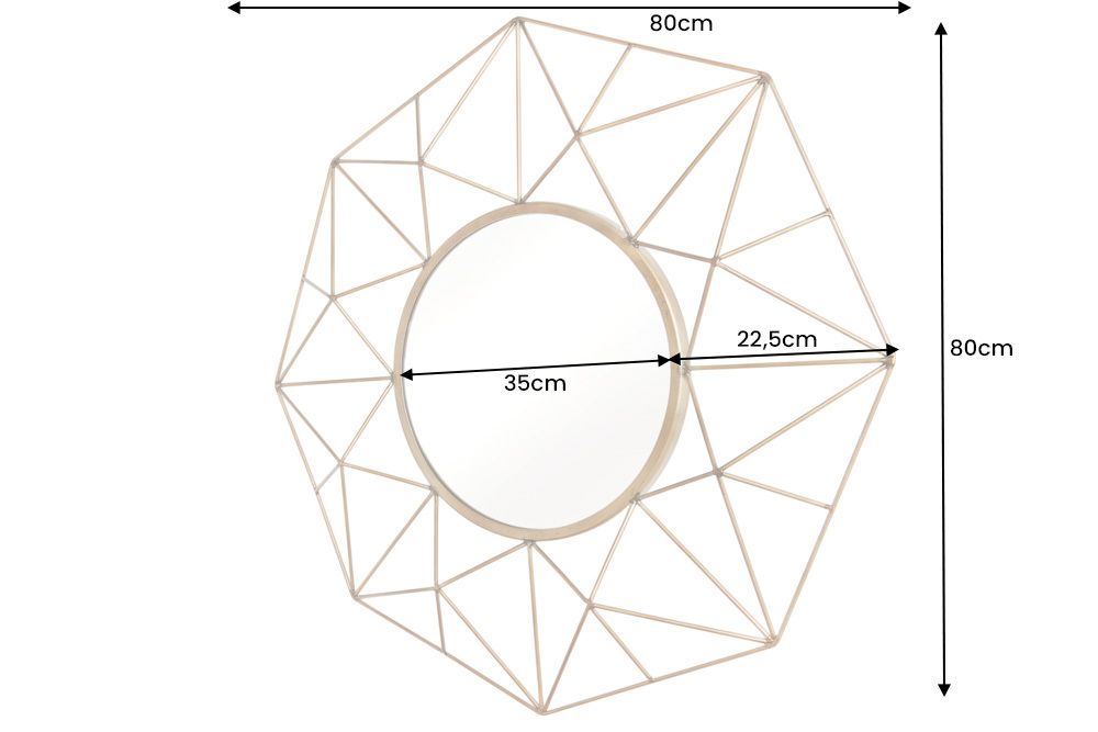 Handgearbeiteter Spiegel DIAMOND L 80cm messing aus Eisen im Retro Design