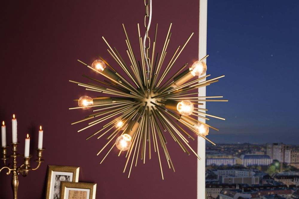 Elegante Hängeleuchte SUNLIGHT 50cm matt gold Hängelampe