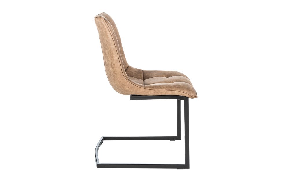 Design Freischwinger Stuhl MIAMI taupe antik Microfaser Metallgestell matt schwarz
