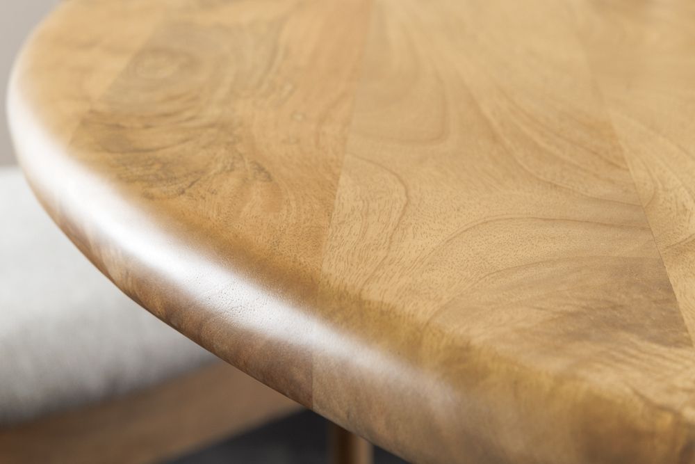 Runder Esstisch ARTE 120cm kaschmir beige finish Mangoholz massiv mit markantem Gestell