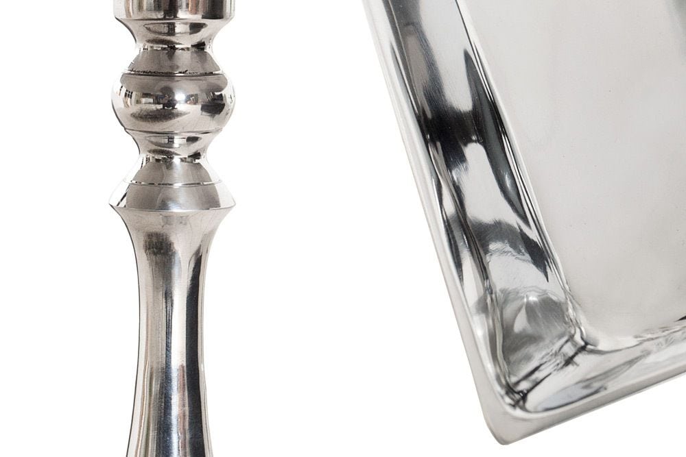 Filigraner Beistelltisch TRAYFUL 55cm silber Aluminium Tablett-Tisch