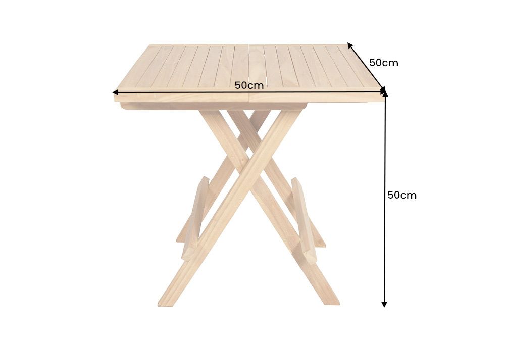 Massiver Gartenbeistelltisch EMPIRE TEAK 50cm natur Teakholz klappbar