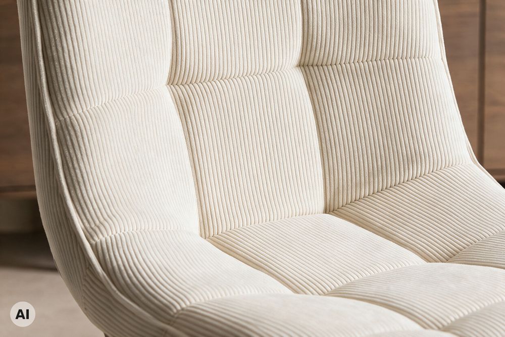 Freischwinger Stuhl MIAMI beige Cord matt schwarz Metallgestell