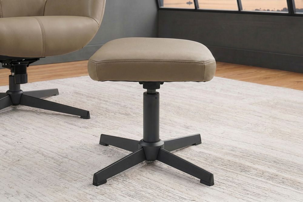 Design Hocker VOGUE 45cm taupe Kunstleder drehbar Metallbeine Fußhocker