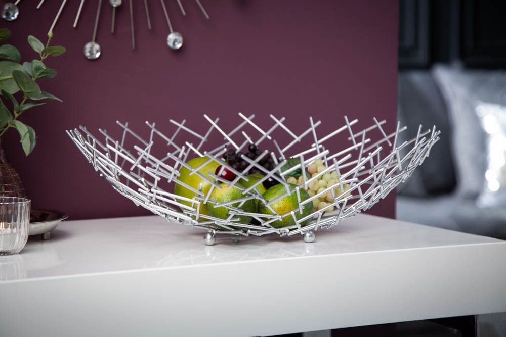 Design Schale STRUCTURE 45cm silber pulverbeschichtetes Metall
