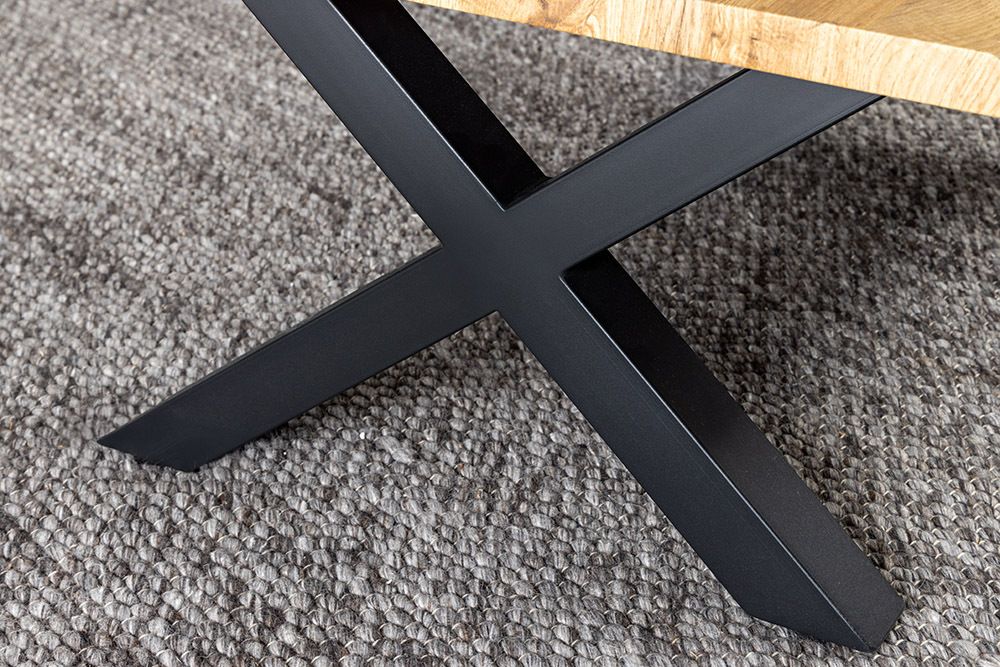 Industrial Couchtisch WILD 90cm braun Wildeichen-Optik schwarz Metall Baumkante