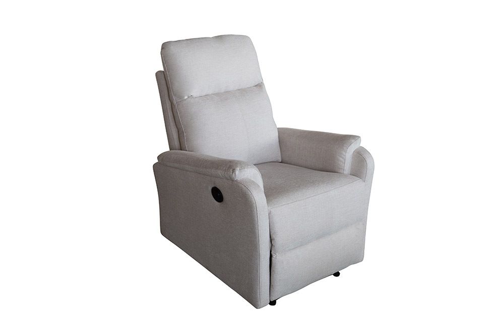 Exklusiver 1er Kinosessel HOLLYWOOD beige Strukturstoff elektrische Liegeposition