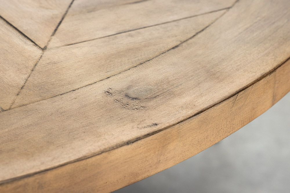 Runder Esstisch HAMPTONS 120cm hellbraun creme recycelte Pinie Massivholz