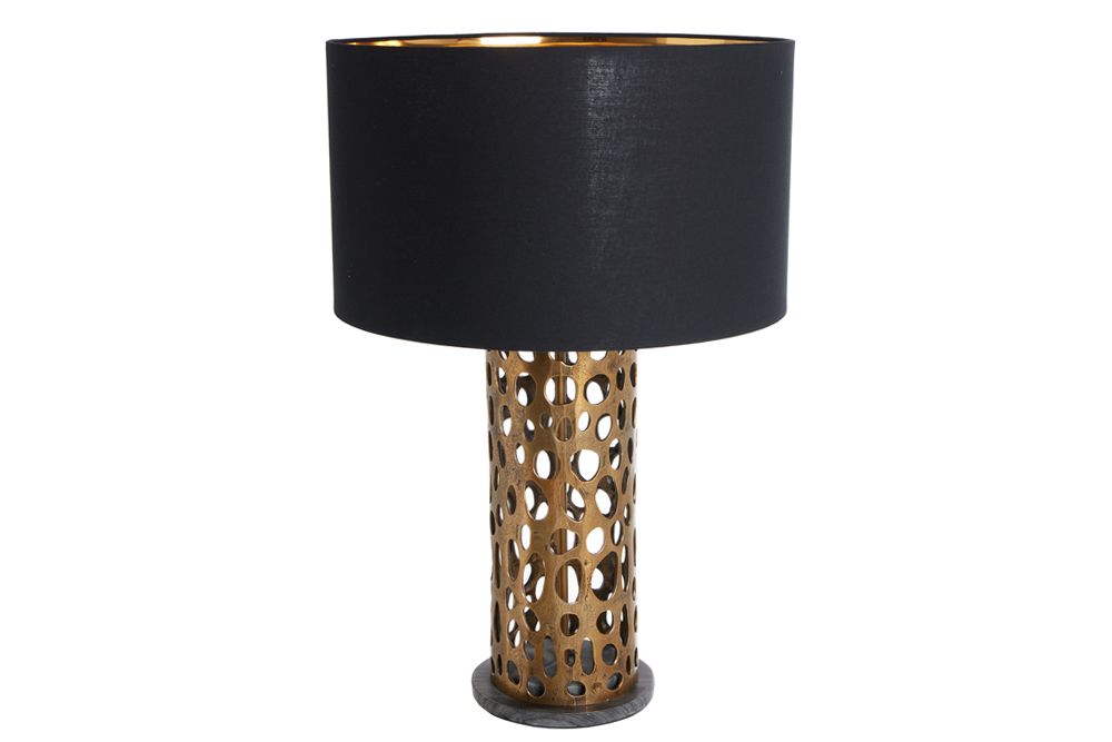 Design Tischlampe ABSTRACT LEAF kupfer antik Metall Marmorfuß handmade