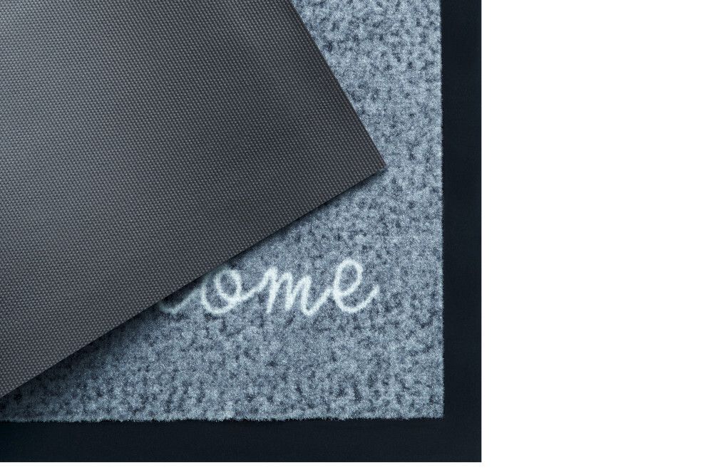 Strapazierfähige Fußmatte CLEAN WELCOME 75x45cm blau grau Fußabtreter Modern Design