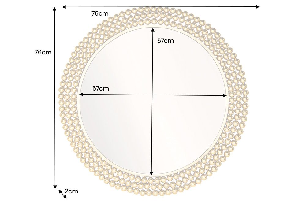 Runder Wandspiegel PEARLS 75cm gold Metall