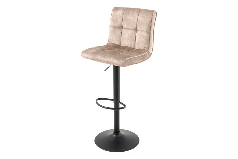Höhenverstellbarer Barhocker MODENA champagner beige Samt Metall schwarz drehbar