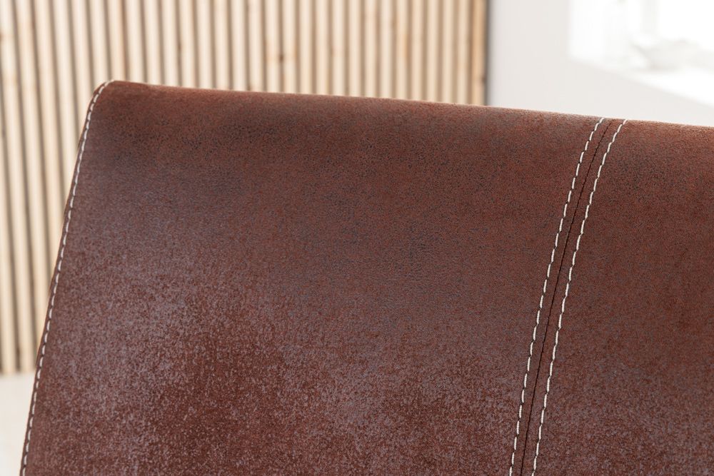 Freischwinger Stuhl SAMSON dark coffee mit Armlehne und Edelstahlrahmen