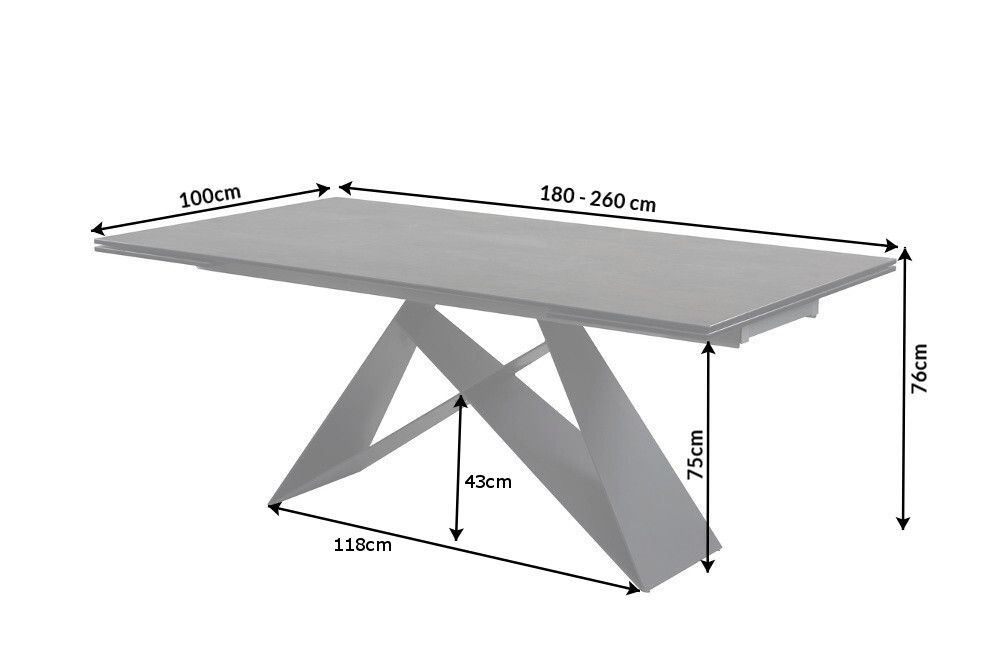 Ausziehbarer Esstisch PROMETHEUS 180-220-260cm Lava Keramik made in Italy