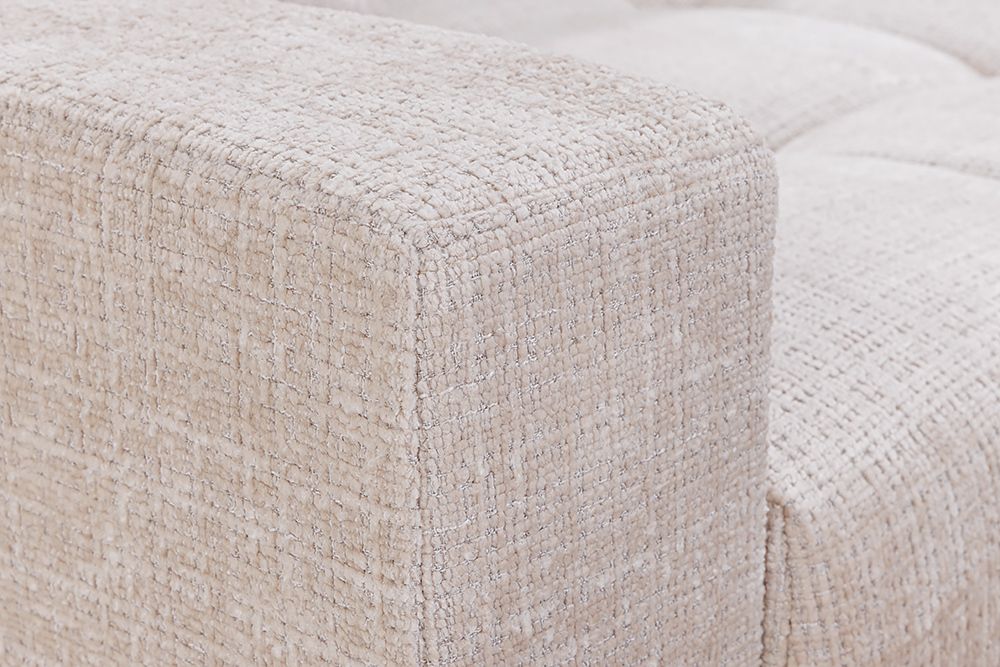 Modernes Ecksofa KENT 220cm champagner beige Chenille Cremona Federkern Wohnlandschaft mit Hocker