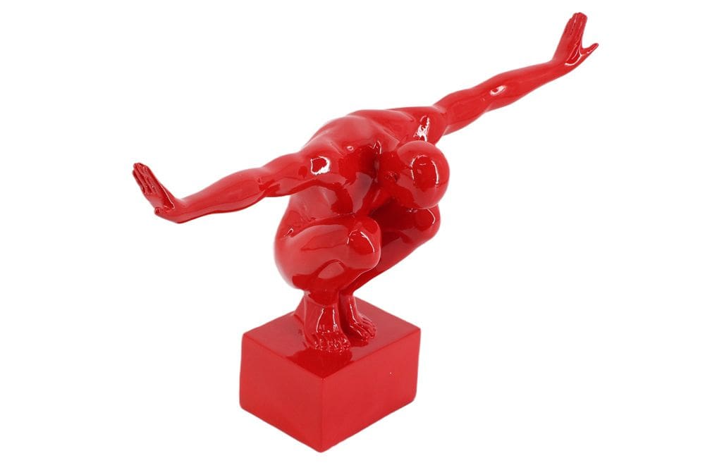 Deko-Figur HIGH DIVER 50cm rot handmade Athleten-Skulptur