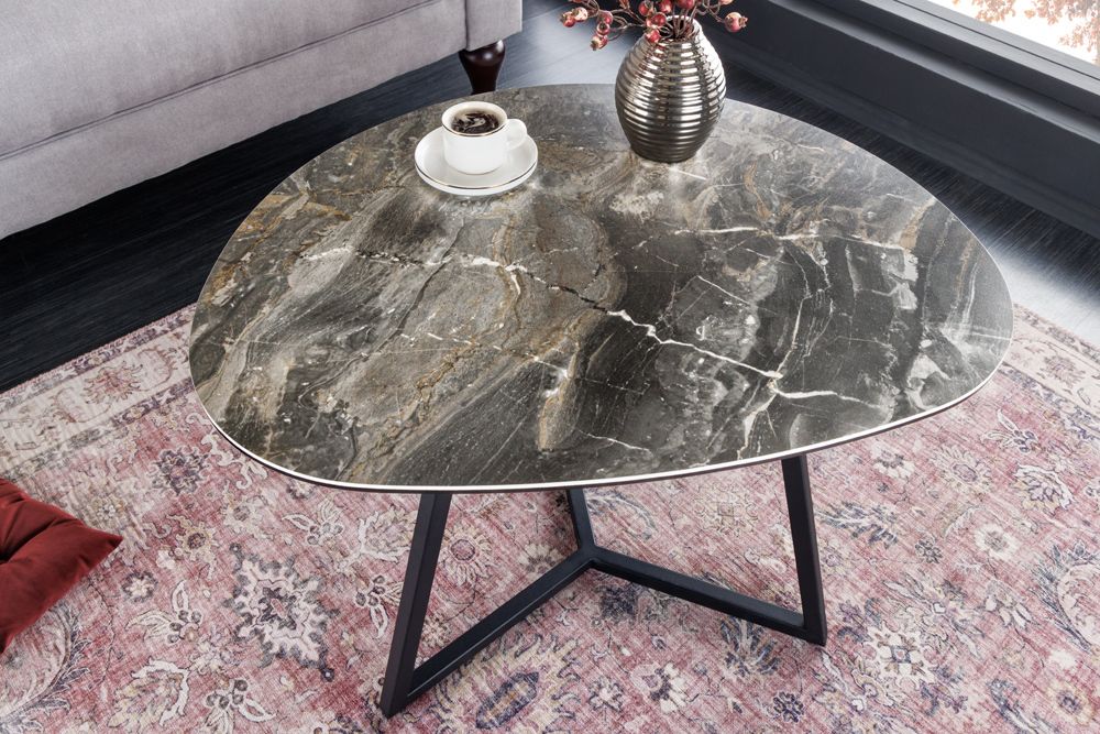 Moderner Couchtisch MARVELOUS 70cm taupe Marmor Keramik made in Italy
